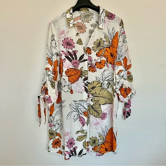 Cupshe Floral Print Camisole - Multicolor 3/4 Sleeve Size M - Picture 1 of 8